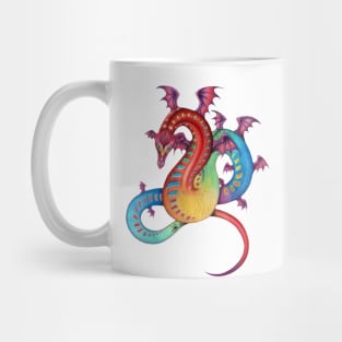 Fabulous Rainbow Dragon in Red, Blue, Yellow Mug